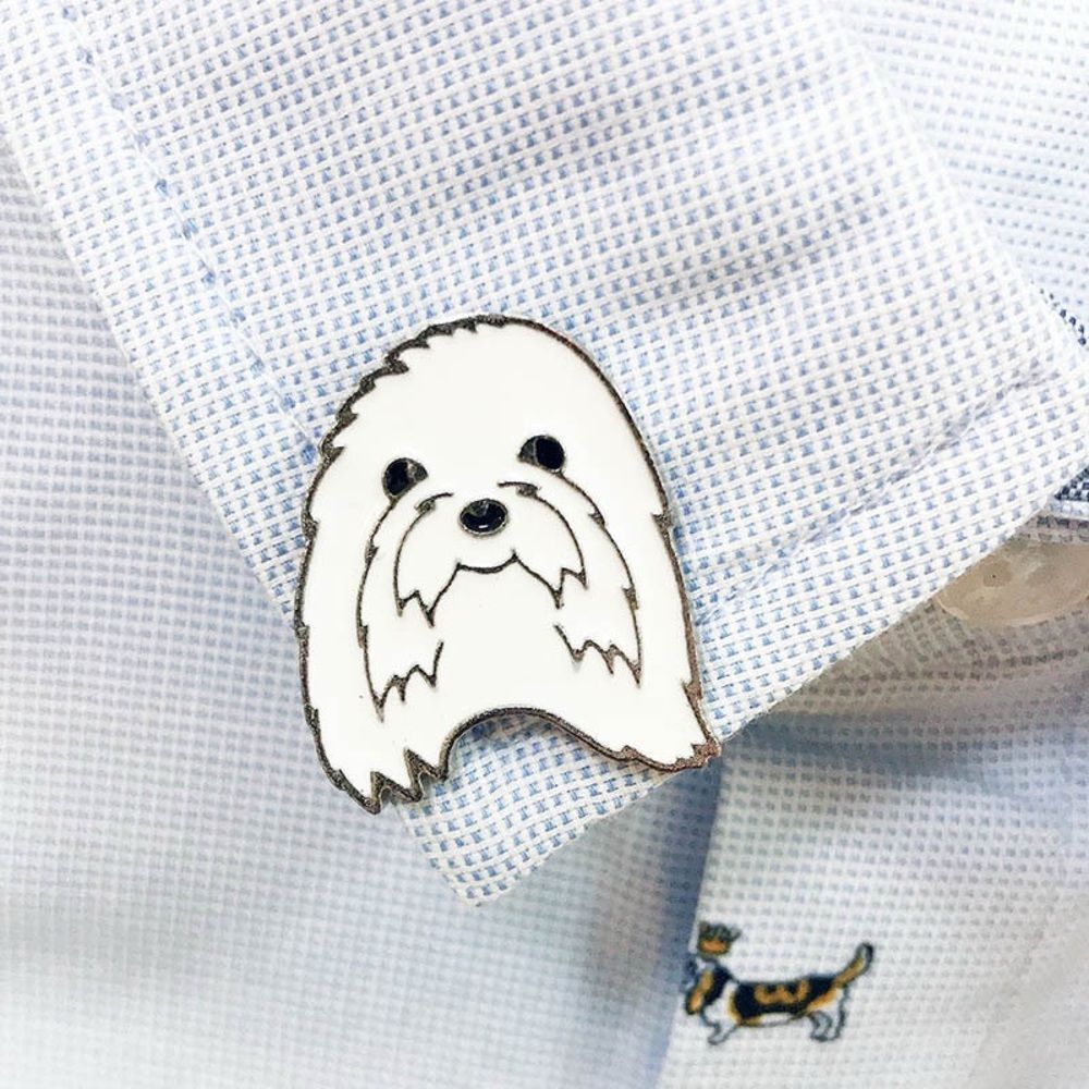 Cute Maltese Dog Enamel Pin – Fluffy Puppy Lapel Pin – Dog Lover Gift